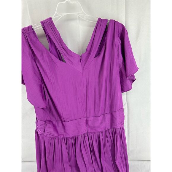 Anthropologie Women's Purple V-Neck Mini Dress Size 14 Short Sleeve - Picture 9 of 9